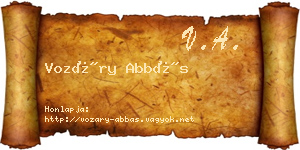 Vozáry Abbás névjegykártya